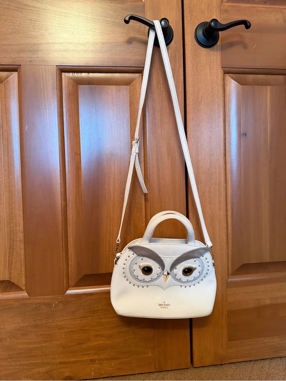 Kate spade bright white owl 2017 limited edition leather crossbody bag